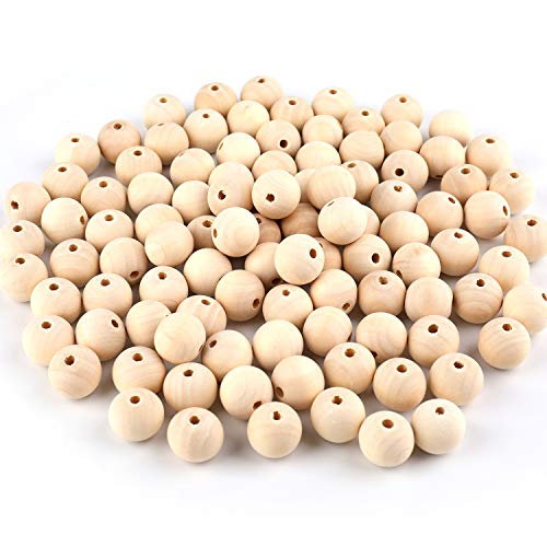 Foraineam 300 Pieces 16mm Natural Wood Beads Unfinished Round Wooden Loose Beads Wood Spacer Beads for Craft Making