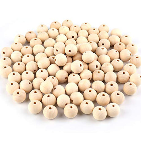 Foraineam 300 Pieces 16mm Natural Wood Beads Unfinished Round Wooden Loose Beads Wood Spacer Beads for Craft Making Foraineam