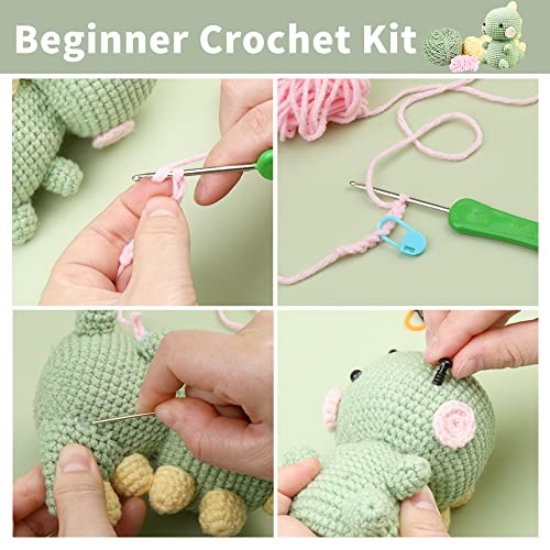 ZMAAGG Beginners Crochet Kit, Crochet Animal Kit, Knitting Kit with Yarn, Polyester Fiber, Crochet Hooks, Step-by-Step Instructions Video, Crochet