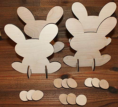 4pc Standing 2" Bunny Rabbit Set Unfinished Wood Shape Crafts Laser Cutout