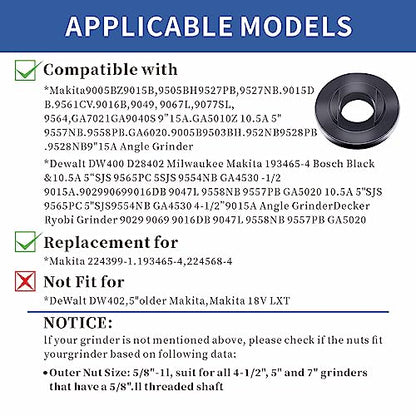 7PCS Angle Grinder Nut Angle Grinder Wrench Kit 5/8-11 Flange Metal Lock Nut for Compatible with Dewalt Milwaukee Makita193465-4 Metabo Bosch Ryobi - WoodArtSupply