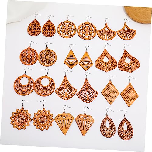 8 Pairs Wooden Geometric Earrings Wooden Earing Women Jewelry Earrings Ethnic Dangle Earrings Drop Dangle Earrings Boho Jewelry Natural Wood Earrings - WoodArtSupply