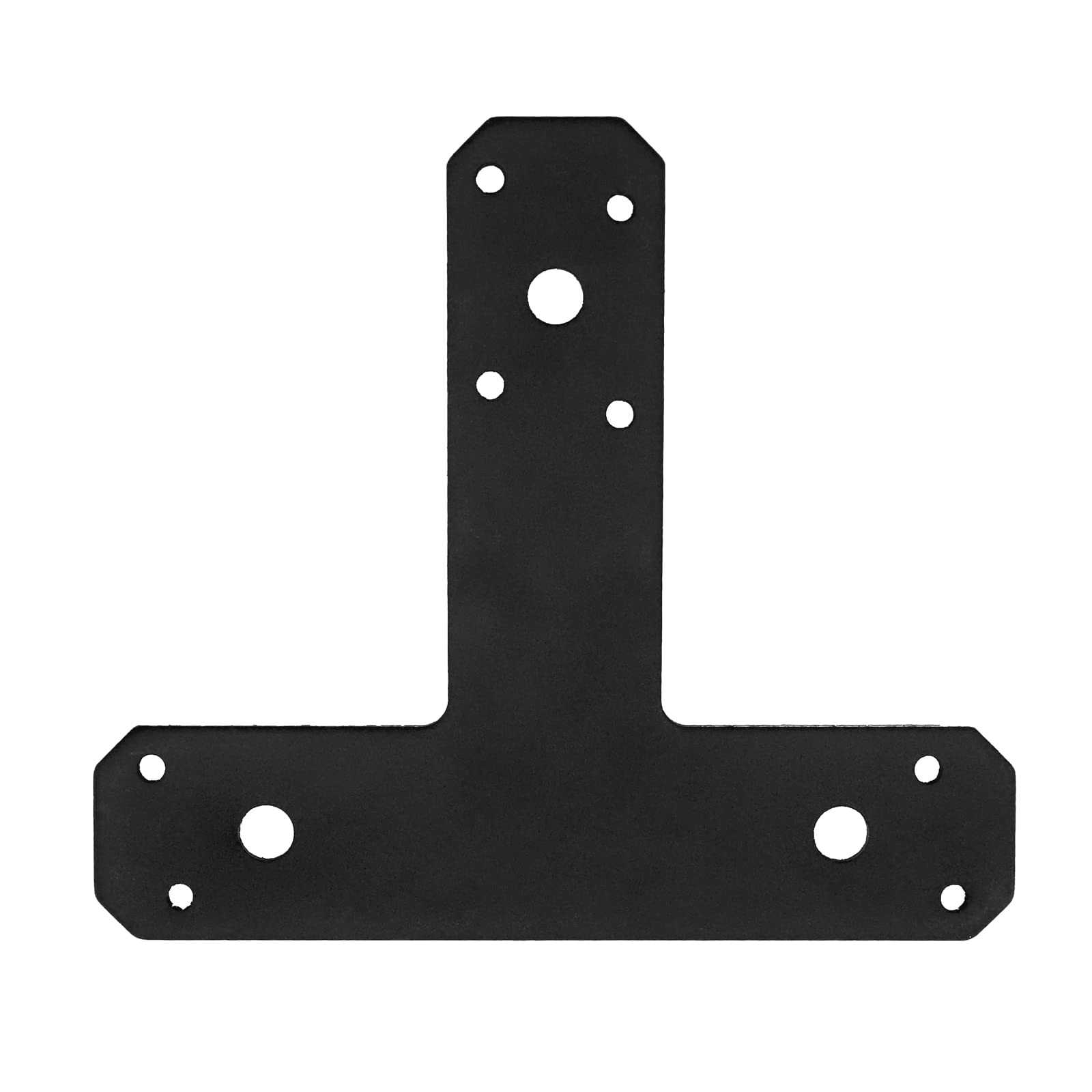 6 Pack Steel T Bracket for Wood, Black Pergola Brackets, Heavy-Duty Mending Plates for Wood, Flat Straight Steel Repair Fixing T Plate Bracket, - WoodArtSupply