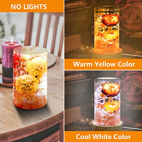 Voaesdk Cylinder Light Resin Mold,LED Silicone Resin Mold with 2 Pcs USB Powered Wooden Lighted Base Stand for DIY Table Crafts Party Wedding Desktop - WoodArtSupply