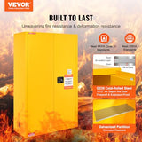 VEVOR Safety 45 Gal, Cold-Rolled Steel Flammable Liquid Storage Cabinet, 42.9 x 18.1 x 65.2 in Explosion Proof with 2 Adjustable Shelves 2 Manual VEVOR