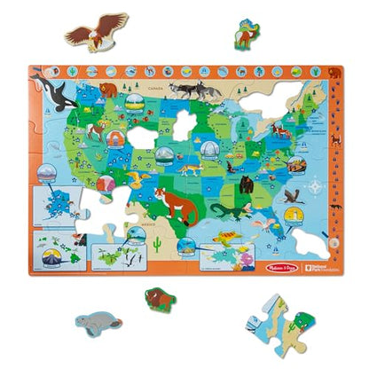 Melissa & Doug National Parks U.S.A. Map Floor Puzzle – 45 Jumbo and Animal Shaped Pieces, Search-and-Find Activities - Kids Preschool Educational - WoodArtSupply