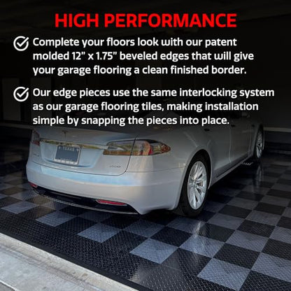 Big Floors Male Transition Edge Kit, Durable Interlocking Modular Garage Floor Edging, Compatible with RaceDeck, GarageTrac and GarageDeck Products,