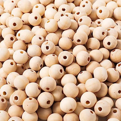 300pcs 10MM Wood Beads Natural Unfinished Round Wooden Loose Beads Wood Spacer Beads for Craft Making Decorations and DIY Crafts(10MM) - WoodArtSupply