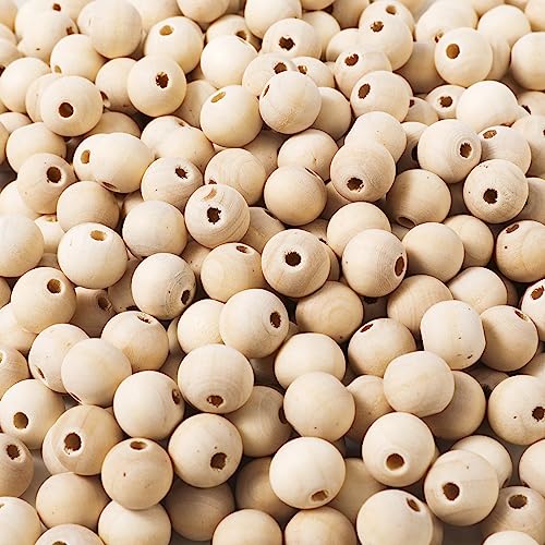 200pcs 12MM Wood Beads Natural Unfinished Round Wooden Loose Beads Wood Spacer Beads for Craft Making Decorations and DIY Crafts(12MM) pojah
