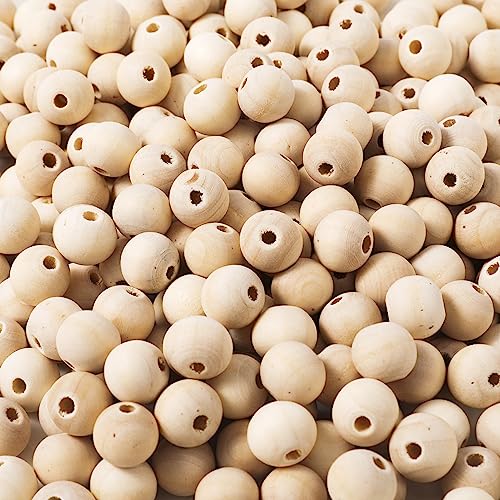 200pcs 12MM Wood Beads Natural Unfinished Round Wooden Loose Beads Wood Spacer Beads for Craft Making Decorations and DIY Crafts(12MM)