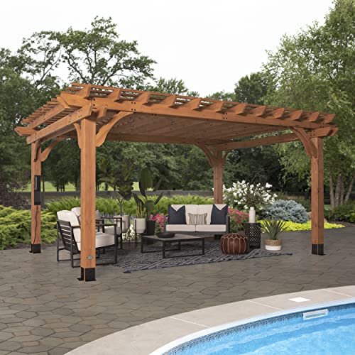 Backyard Discovery Beaumont 16 ft. x 12 ft. All Cedar Wooden Pergola Kit for Backyard, Deck, Garden, Patio, Outdoor Entertaining | Wind Rated at 100