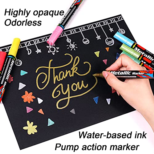 Dyvicl Metallic Marker Pens - 12 Colors Hard Fine Tip Metallic