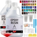 Smallbudi 2 Gallon Epoxy Resin Kit for Beginners, Resin Kit with 36 Mica Powder, Foil Flakes, Measuring Cups, Sticks-Resin Epoxy for Casting, Smallbudi