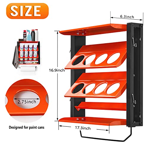 Ultrawall Spray Can Holder Rack With Paper Towel Holder, Steel Wall Mounted Spray Paint Can Rack, Garage Wall Mount Shelf, Utility Storage Rack, Tool Ultrawall
