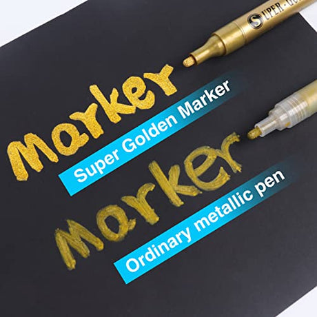 Acrylic Paint Markers - Sparkle Metallic Art Glitter Pens for Scrapbook Supplies, Black Paper, Rock Painting, Ceramic, Glass, Wood, Fabric, Canvas, SAKEYR