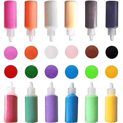 12 PCS Art Sand,1.25oz Bottles DIY Arts and Crafts Kit,Scenic Sand for Kids' Arts & Crafts,Terrarium Sand Play DIY Drawing Sandbox Wedding Sand for Panxxsen