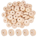 OLYCRAFT 60pcs Unfinished Wood Wheels 1.2 Inch Diameter Blank Wood Slices 6.5~7mm Hole Round Wheel Wooden Pieces Unfinished Blank Slices Natural Wood OLYCRAFT