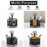 Marbrasse Mesh Desk Organizer, 360-Degree Rotating Multi-Functional Pen Holder, 4 Compartments Desktop Stationary Organizer, Home Office Art Supply Marbrasse