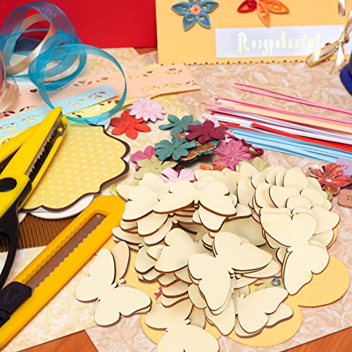 Craft for Adults 50pcs Butterfly Unfinished Wooden Natural Blank Wood Butterfly Shaped Slices Cutouts for DIY Crafts Wedding Home Decoration Small Abaodam