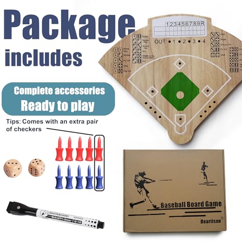 Baseball Board Game, Oak Made Leisure Game for All Ages Sport Wooden Adult Battle Table Game for Family Party Holiday Coffee Travel Time Gameboard