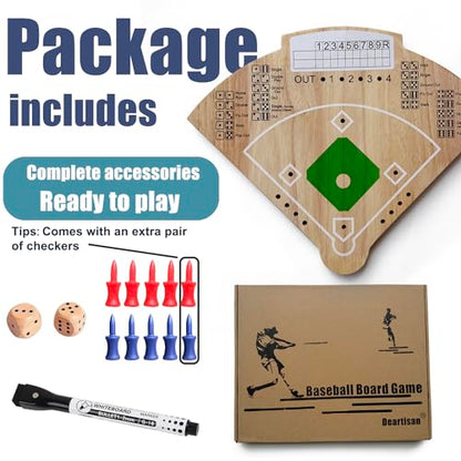 Baseball Board Game, Oak Made Leisure Game for All Ages Sport Wooden Adult Battle Table Game for Family Party Holiday Coffee Travel Time Gameboard