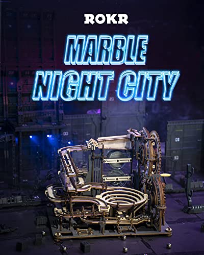 ROKR LGA01 Marble Night City 3D Wooden Marble Run Puzzle Building Kit for Adults ROKR