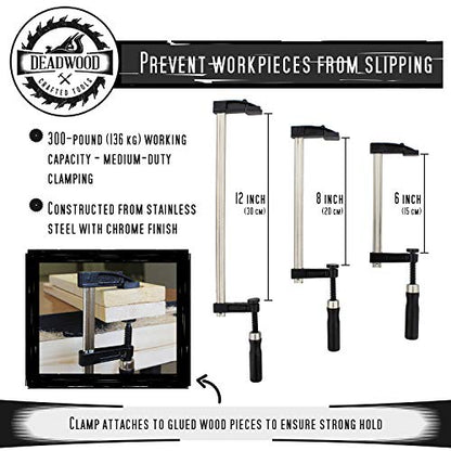 DCT Sliding Arm Bar Clamp Set – 12pc Spring Clamps and F Clamps Woodworking Clamps Set Bar Wood Clamp Set