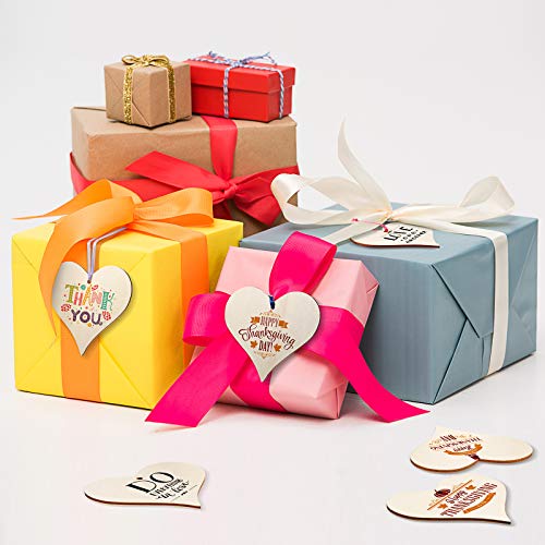 24 Pieces 4 Inch Natural Handmade Blank Wooden Heart Slices with Holes with 2m Natural Rope and 15 Colors 3 mm High Density Polyester Ribbon for Jetec