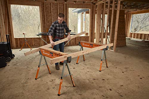 Bora Portamate Speedhorse XT Adjustable Height Sawhorse-Single Piece Stand with 30-36 inch adjustable Legs,Metal Top for 2x4,Heavy Duty Pro Bench Saw