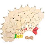 TONAK Unfinished Wood Pieces Wooden Ornaments Christmas Crafts Supplies for Kids Predrilled Blank Hearts Tree Round Wood Slices to Paint DIY TONAK