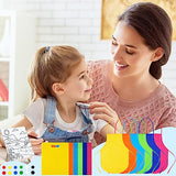 Tenceur 48 Pcs Kids Paint Party Favors Sets with 12 Pcs 5.9 x 5.9 Pre Drawn Canvas Panel and Wooden Easel Set Paint Pots and Brushes, 12 Pcs Mini Tenceur