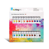 KINGART Studio Watercolor Paint, 12ml (.4oz), Set of 24 Colors KINGART