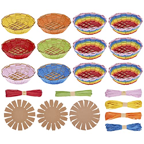 FREEBLOSS 12 Set Basket Weaving Kit Introductory Sewing for Beginners, Creative Woven Bowl Suitable for Kids Arts and Crafts Projects with Video FREEBLOSS