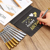 LOONENG Gold and Silver Metallic Markers, Fine Point Gold and Silver Metallic Marker Pens for Adult Coloring, Black Paper, Scrapbooking, Fabric, LOONENG