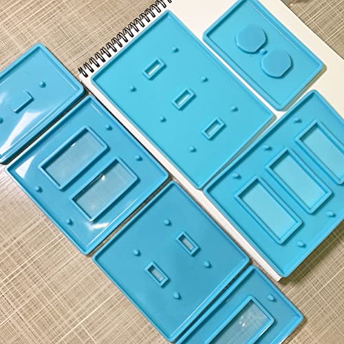 BUYGOO 7Pcs Light Switch Cover Resin Molds, Switch Socket Panel Plaster Mold for Epoxy Resin, Switch Socket Panel Epoxy Molds, Switch Plate Silicone BUYGOO