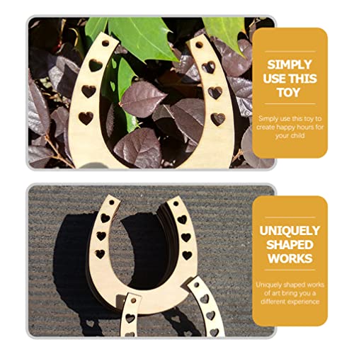 Toyvian 12pcs Unfinished Wood Horseshoe Cutouts Blank Wooden Horseshoe Chips Horseshoe Slices Pieces Wall Decor for DIY Craft Art Toyvian