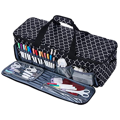 NICOGENA Double Layer Carrying Case with Mat Pocket for Cricut Explore Air  2 Cricut Maker Multi Large Front Pockets for Tools Accessories and Supplies  Grey III-Grey (Double Layer with Mat)