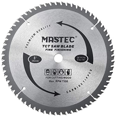 MASTEC 8 Inch 64 Tooth Circular Saw Blade Anti Kickback Tooth for Wood Cutting with 5/8-Inch Arbor