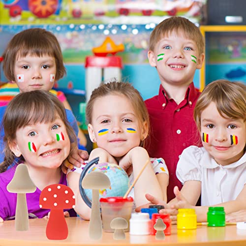 Veemoon 10pcs Wooden Mushroom Natural Unfinished Mushrooms Plain Unpainted Wood Mushroom Figures Mini Mushrooms for Arts and Crafts Projects Veemoon