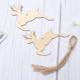 SUPVOX Wooden Chip Unfinished Wood Ornaments DIY Accessories Wood Cutouts Christmas Reindeer Wood Patches Home Bar Wedding Party 20pcs SUPVOX