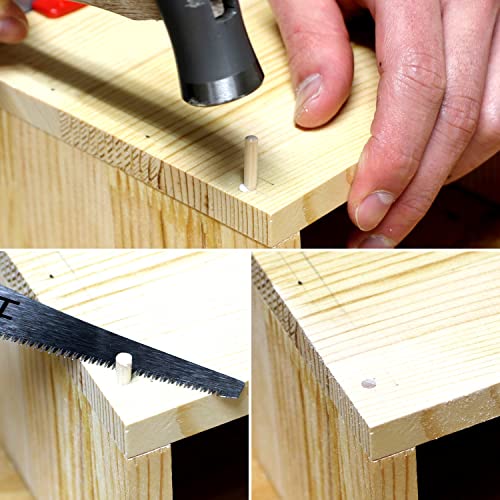 KAKURI Wooden Nails for Woodworking 3/16 inch (4.7mm), Tapered Wooden Dowel Rods for Crafts and Small Furniture, Natural Japanese Beechwood, Bulk 300 KAKURI