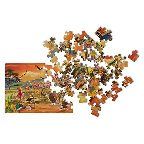 Melissa & Doug African Plains Safari Jumbo Jigsaw Floor Puzzle (100 pcs, over 4 feet long) - WoodArtSupply