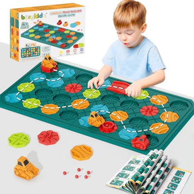 STEM Board Games Educational Learning Toys, Brain Teasers Puzzles Logical Road Builder, Montessori Preschool Birthdays Gifts for Kids Ages 3-8 Year