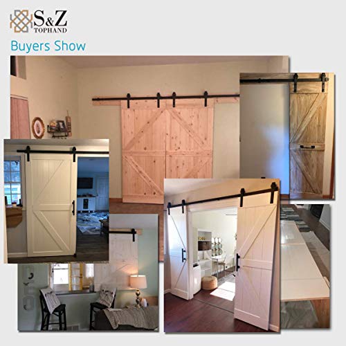 S&Z TOPHAND 36 in. x 80 in. Barn Door, 24/30/32/36/42/54in Unfinished British Brace Barn Door/Modern Style/Solid Wood/Sliding Door/Simple Assembly is - WoodArtSupply