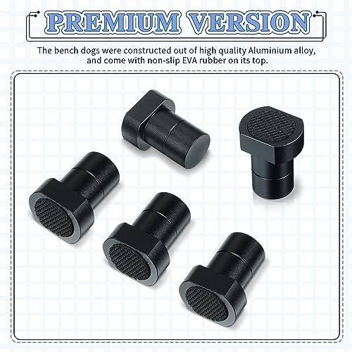 WILLBOND 10 Pcs Bench Dogs 19 mm Bench Dog Clamp Aluminum Alloy Bench Dog with Non Slip Pad MFT Table Stop Woodworking Accessories for 3/4 Inch WILLBOND