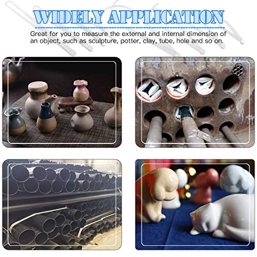 Glarks 8Pcs Stainless Steel Inside Outside Caliper Set, 4'' 8'' 10'' 12'' Straight/Bent Leg Ceramic Pottery Measuring Tools for Carving, Shaping, Glarks