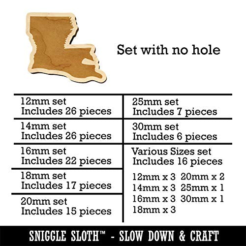 Louisiana State Silhouette Mini Wood Shape Charms Jewelry DIY Craft - 25mm (7pcs) - No Hole Sniggle Sloth