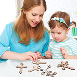 KitBeads 50pcs Random Wooden Cross Cutouts Christ Jesus Crucifix Laser Cut Wood Embellishment Hollow Unfinished Wood Cutouts for Arts Crafts DIY KitBeads