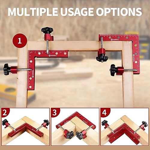 HARDELL 90 Degree Positioning Squares Right Angle Clamps 5.5" x 5.5"(14 x 14cm) Aluminum Alloy Woodworking Carpenter Corner Clamping Square Tool for HARDELL