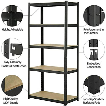 4 Shelf Black Garage Shelving Unit, Adjustable Heavy Duty Storage Shelving Unit 1410lbs Capacity, Commercial Metal Shelving for Pantry Kitchen Pantry
